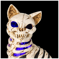 Light-Up Cat Skeleton Statue